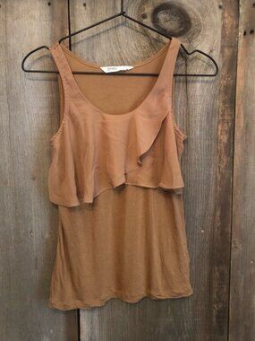 Old Navy Brown Gold Ruffle Tank Top Size Small